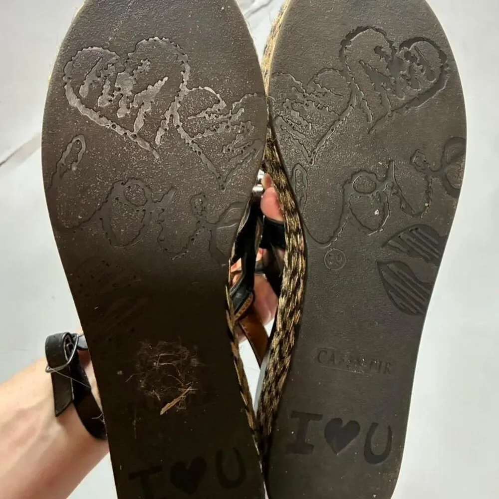 Cafenoir Chunky Platform Black Rhinestone Sandals